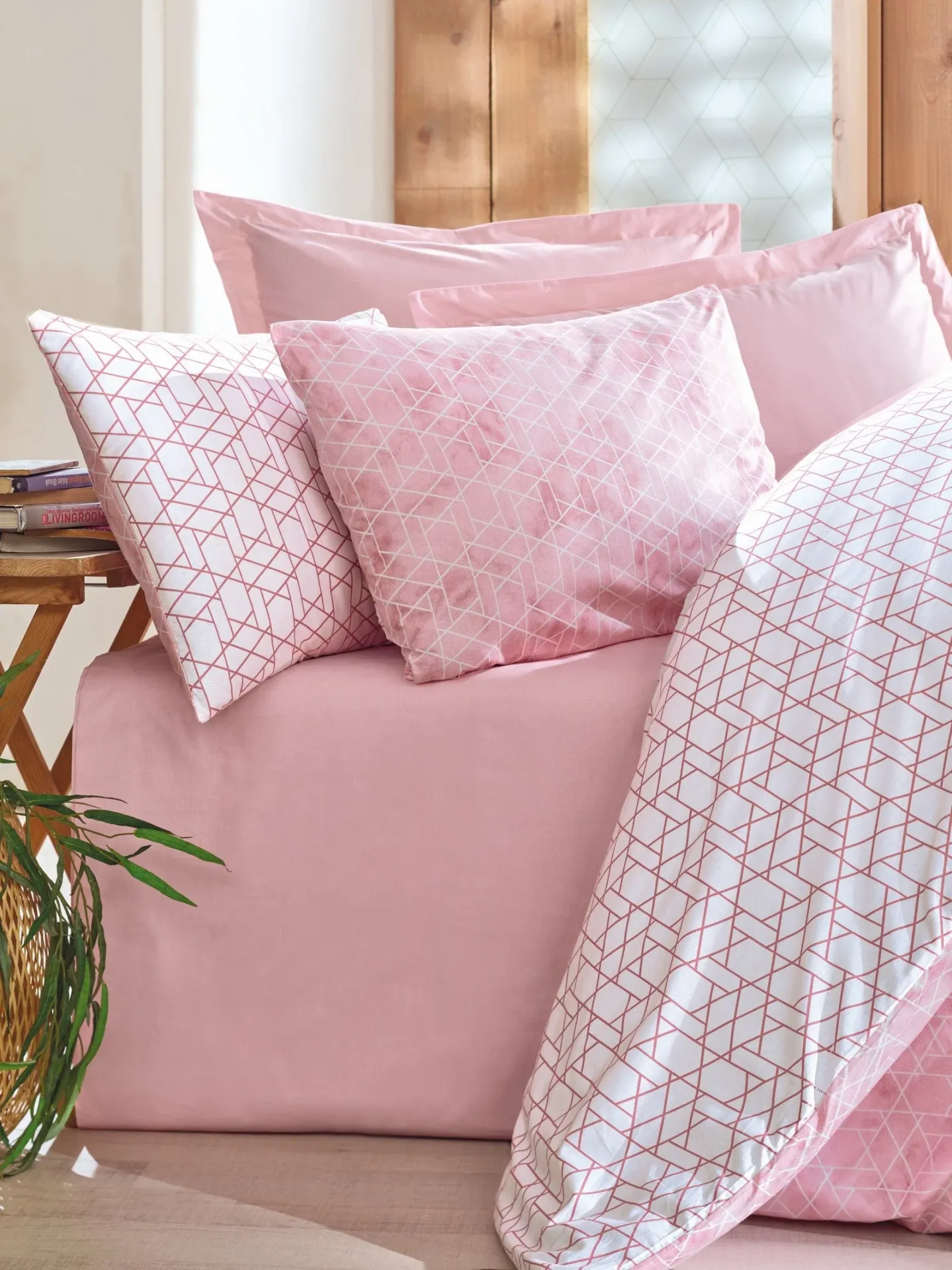 CottonBox Minimal Çift Kişilik Nevresim Takımı Best Pembe