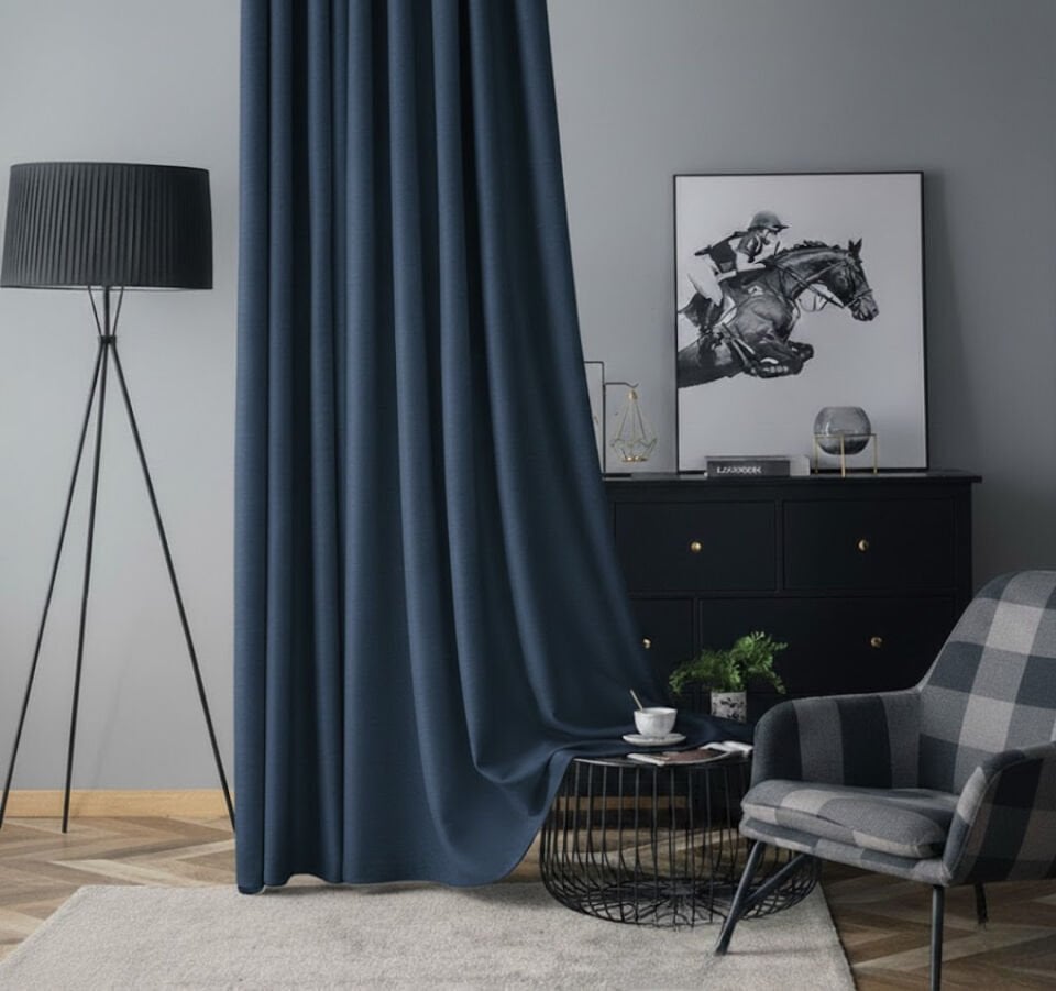 Soft Kadife Fon Perde 90 cm Sık Pile İndigo