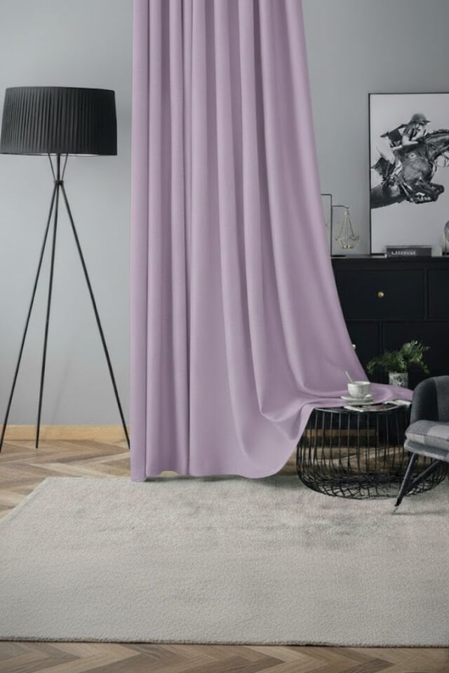 Soft Kadife Fon Perde 90 cm Sık Pile Lila