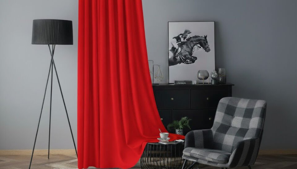 Soft Kadife Fon Perde 90 cm Sık Pile Koyu Kırmızı