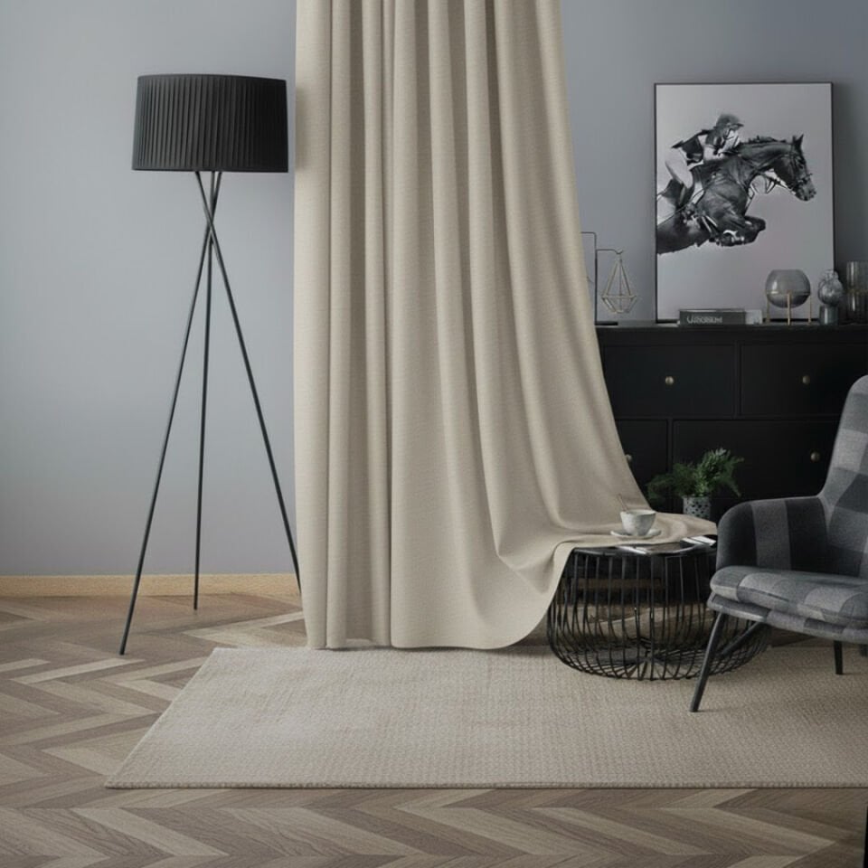 Soft Kadife Fon Perde 90 cm Sık Pile Koyu Taş