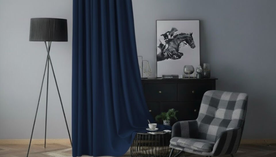 Soft Kadife Fon Perde 90 cm Sık Pile Koyu Lacivert