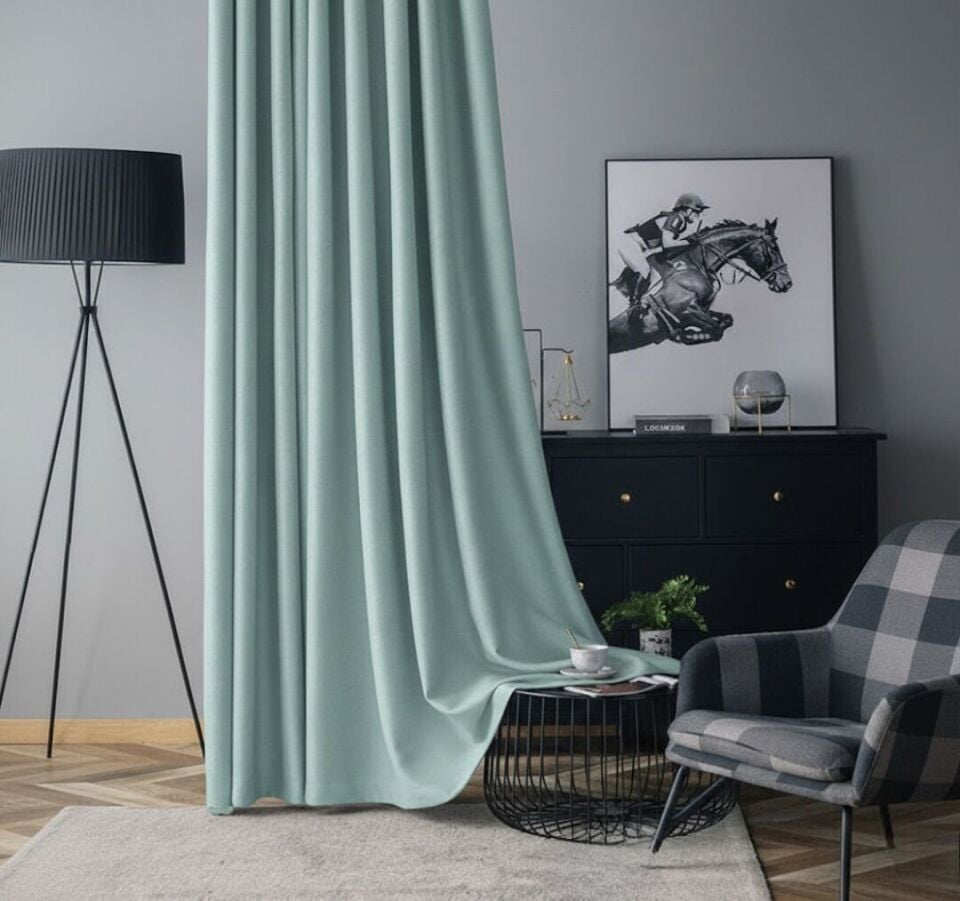 Soft Kadife Fon Perde 90 cm Sık Pile Petrol Yeşili