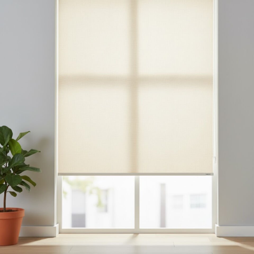 Düz Stor Perde Krem