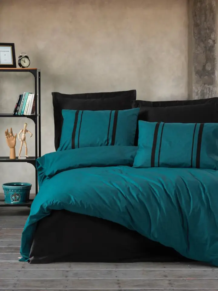 CottonBox Plain Bitter Petrol/Siyah Çift Kişilik Nevresim Takımı