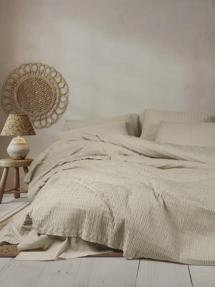 CottonBox Liny Sungai Bej Çift Kişilik Nevresim Takımı