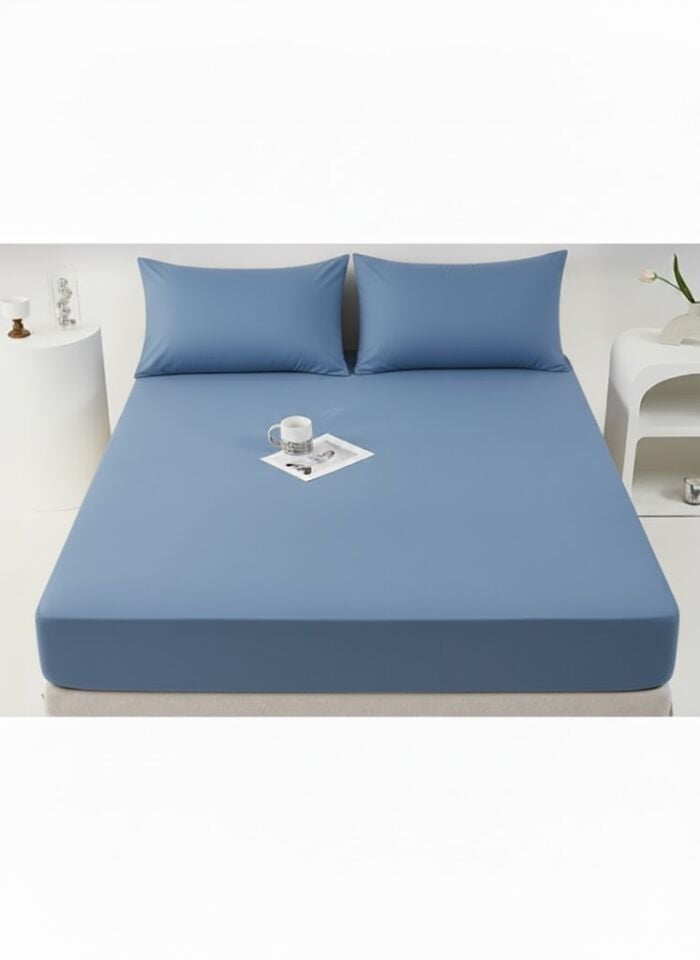 %100 Pamuk Lastikli ve Yastıklı İndigo Çarşaf