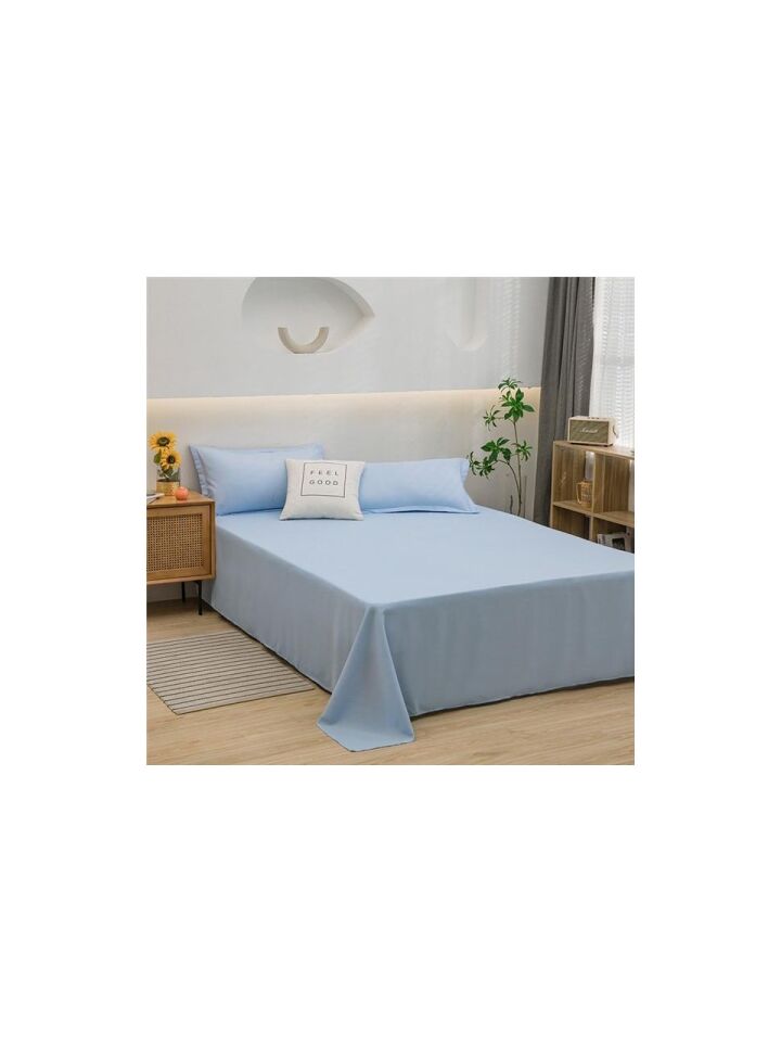 %100 Pamuk Lastiksiz  ve Yastıklı İndigo Düz Çarşaf