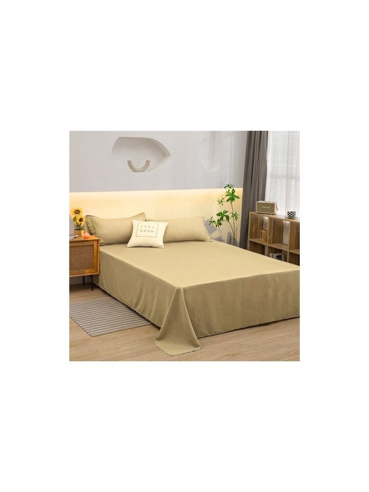 %100 Pamuk Lastiksiz  ve Yastıklı Bej Düz Çarşaf