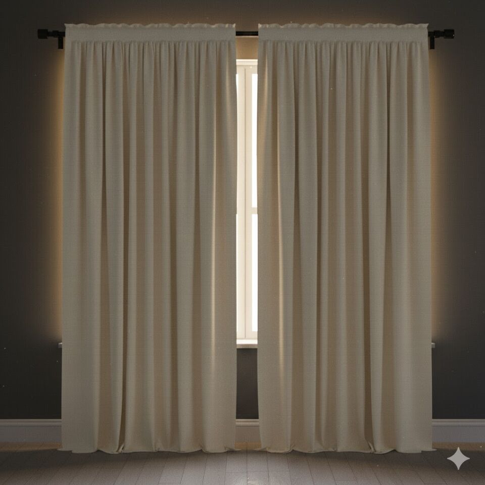 %100 Blackout Karartma Kumaş Perde Krem