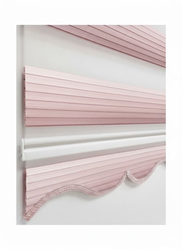 Geniş Plise Dilimli Zebra Perde Pudra