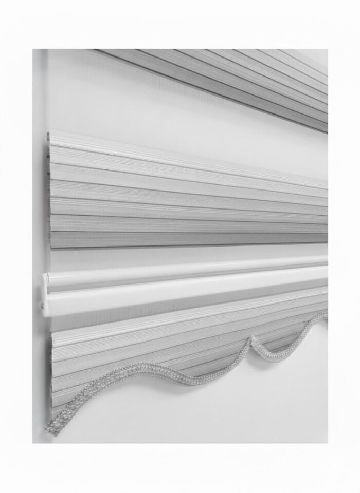 Geniş Plise Dilimli Zebra Perde Gri