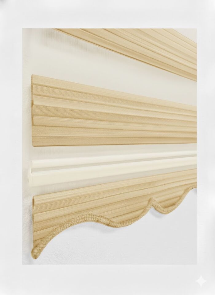 Geniş Plise Dilimli Zebra Perde Vizon