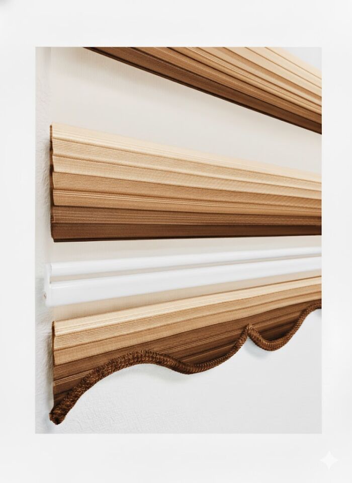 Geniş Plise Dilimli Zebra Perde Kahve