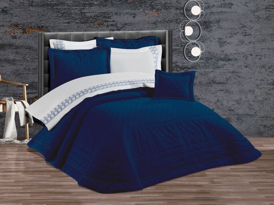 Decoletto 10 Parça Hatay Lacivert Kadife Gelin Seti