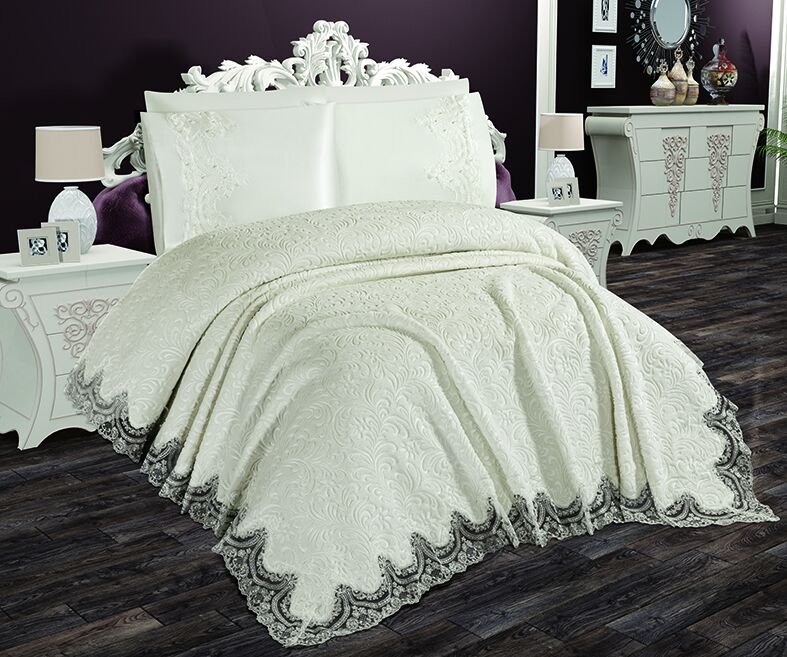 Decoletto Happy  6 Parça Battaniye Krem Gelin Seti