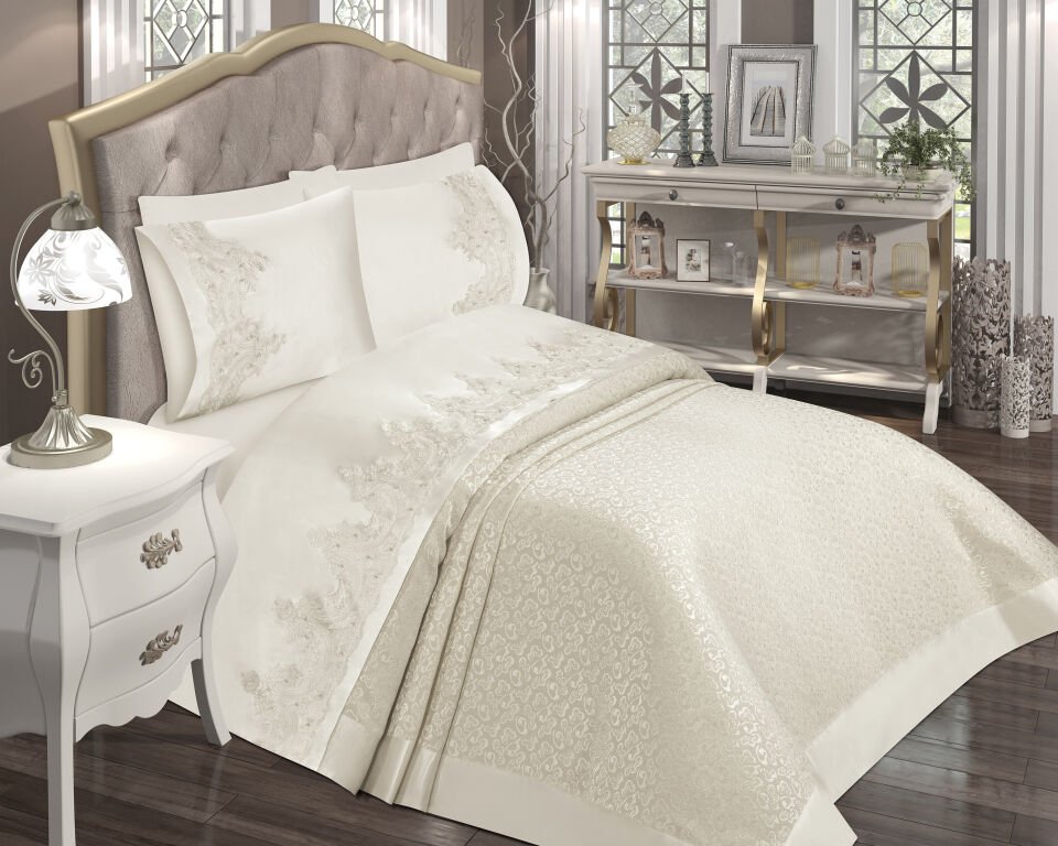 Decoletto Paris Krem Çift Kişilik Pike Takımı