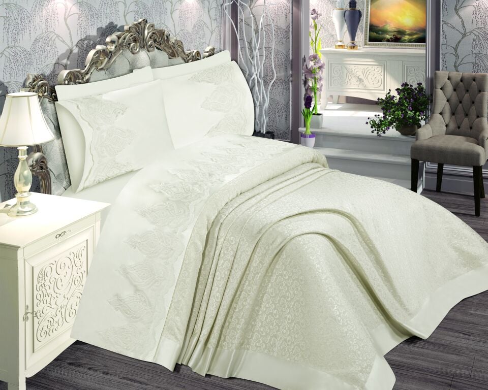 Decoletto Yasmin Krem Çift Kişilik Pike Takımı