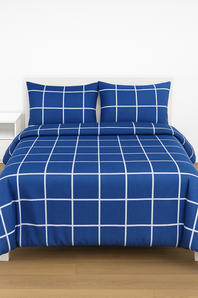 Mis Home %100 Pamuklu Çift Kişilik Nevresim Takımı Gölge Gece Mavisi