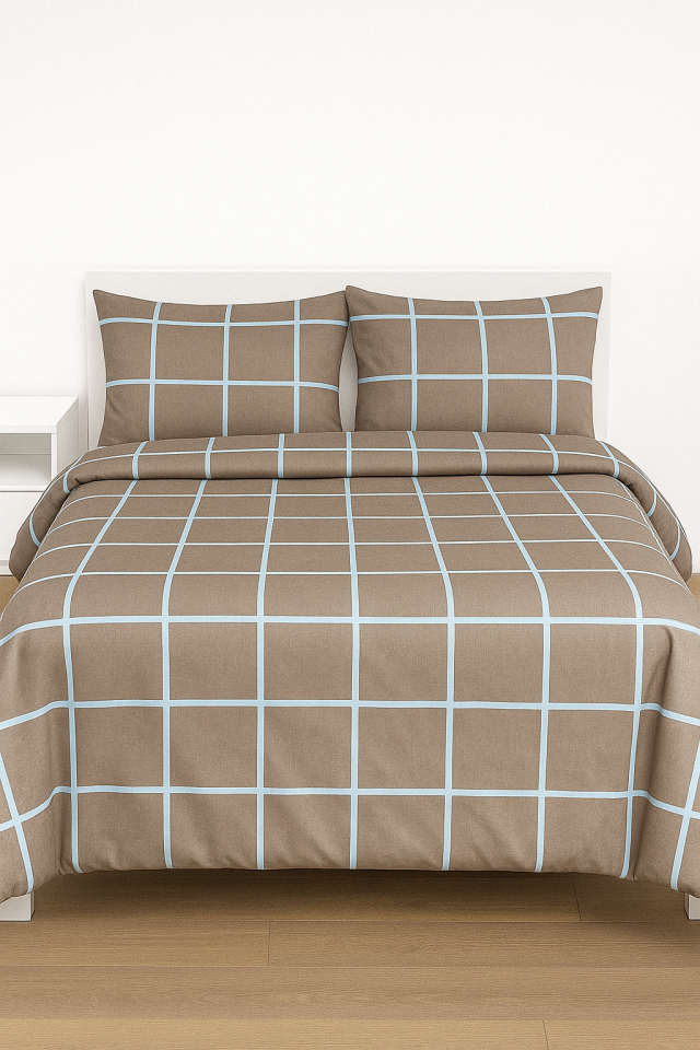 Mis Home %100 Pamuklu Çift Kişilik Nevresim Takımı Gölge Bej