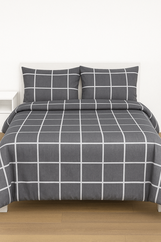 Mis Home %100 Pamuklu Çift Kişilik Nevresim Takımı Gölge Antrasit