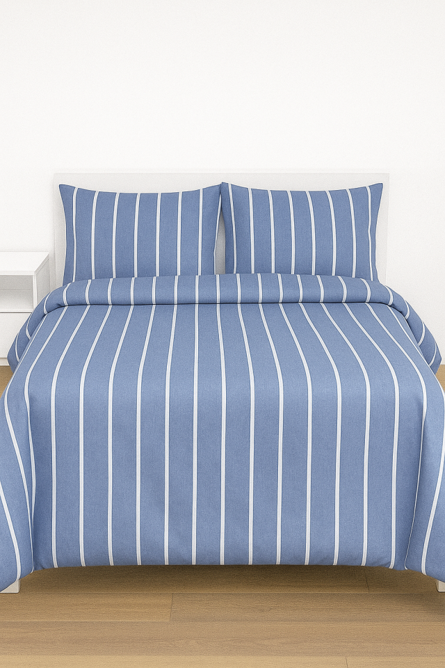 Mis Home %100 Pamuklu Çift Kişilik Nevresim Takımı Akış Gece Mavisi