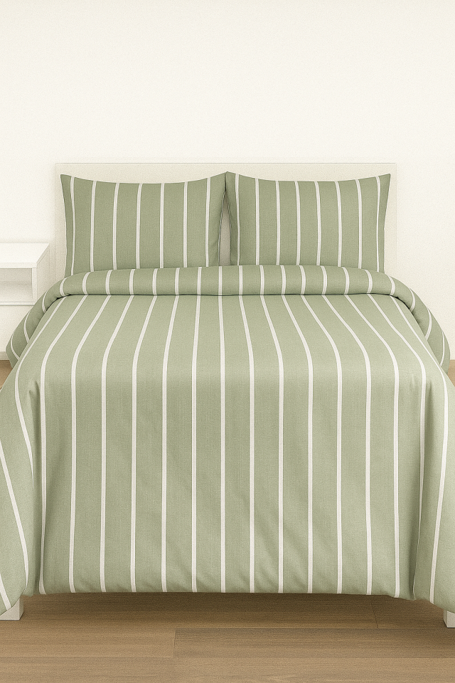 Mis Home %100 Pamuklu Çift Kişilik Nevresim Takımı Akış Yeşil