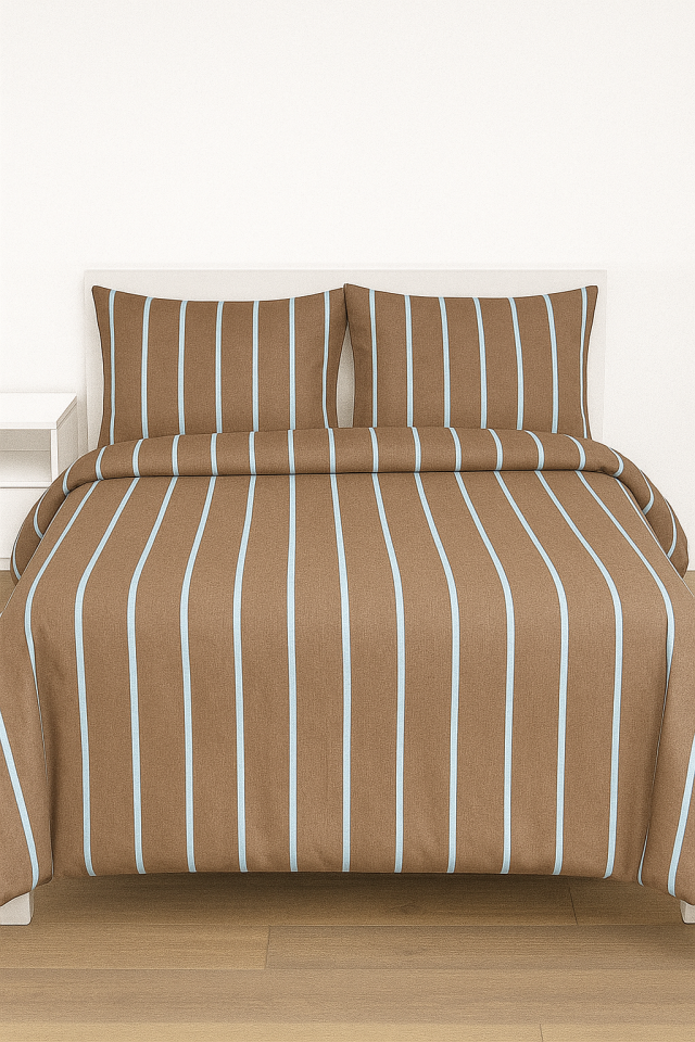 Mis Home %100 Pamuklu Çift Kişilik Nevresim Takımı Akış Kahve