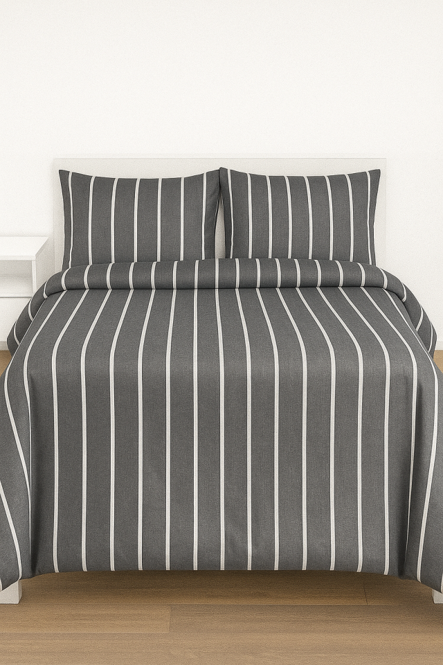 Mis Home %100 Pamuklu Çift Kişilik Nevresim Takımı Akış Antrasit