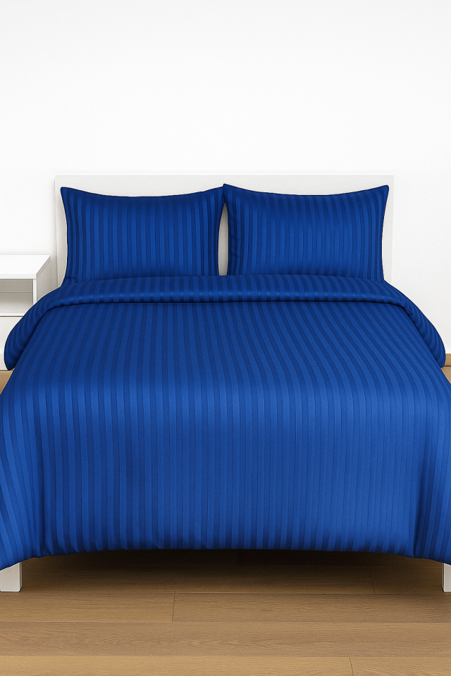 Mis Home %100 Pamuk Saten Çift Kişilik Nevresim Takımı Zarif Lacivert