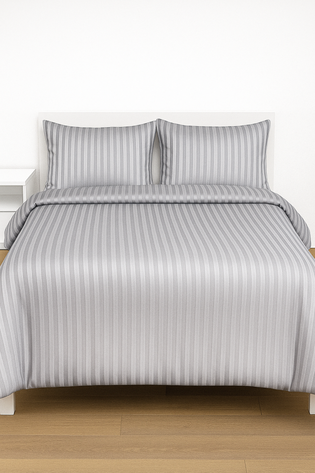 Mis Home %100 Pamuk Saten Çift Kişilik Nevresim Takımı Zarif Füme