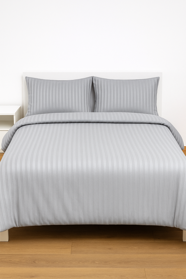 Mis Home %100 Pamuk Saten Çift Kişilik Nevresim Takımı Zarif Gri