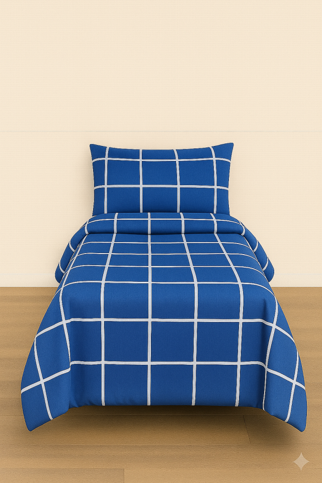 Mis Home %100 Pamuklu Tek Kişilik Nevresim Takımı Gölge Gece Mavisi