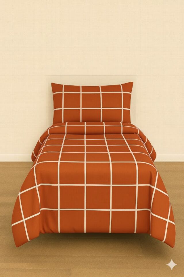 Mis Home %100 Pamuklu Tek Kişilik Nevresim Takımı Gölge  Kiremit