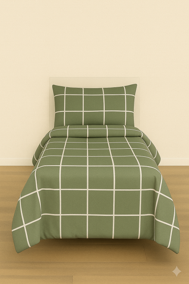 Mis Home %100 Pamuklu Tek Kişilik Nevresim Takımı Gölge Yeşil