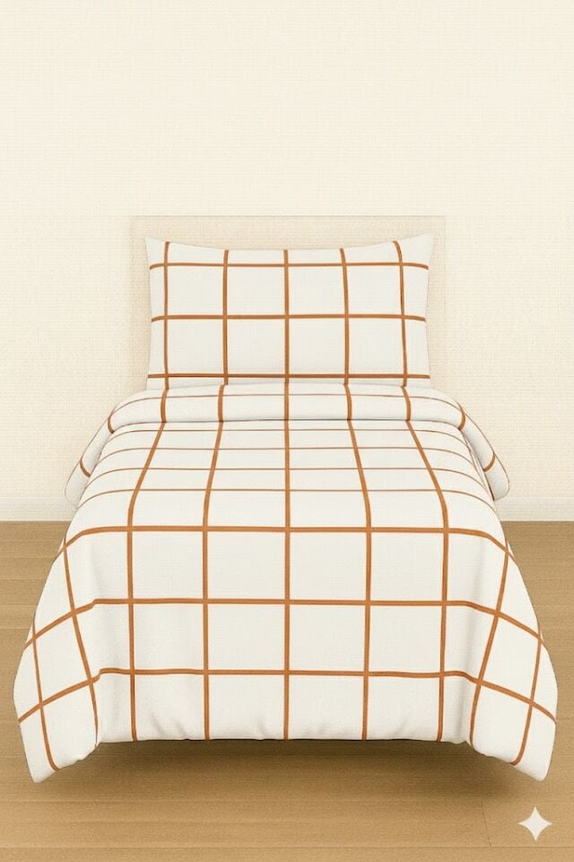 Mis Home %100 Pamuklu Tek Kişilik Nevresim Takımı Berrak  Kiremit