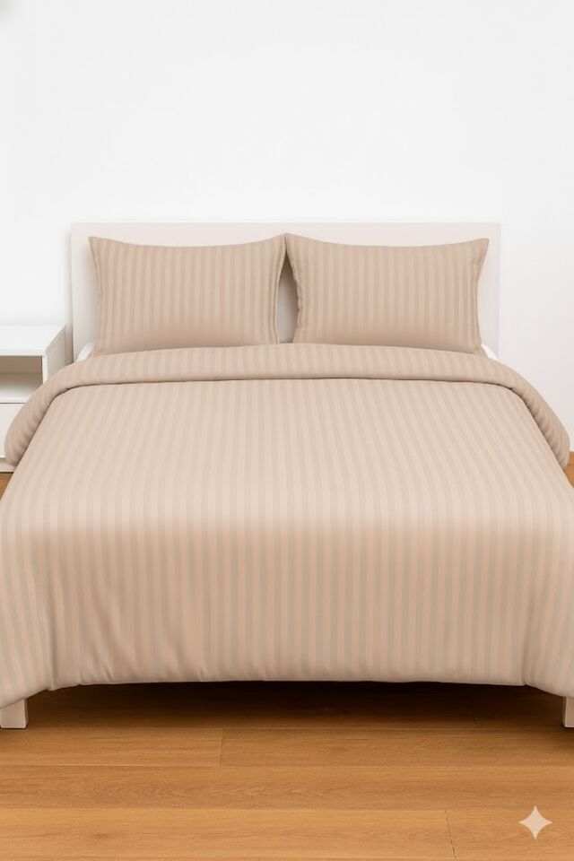 Mis Home %100 Pamuk Saten Tek Kişilik Nevresim Takımı Zarif Bej