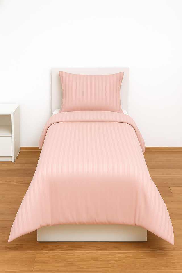 Mis Home %100 Pamuk Saten Tek Kişilik Nevresim Takımı Zarif Pudra