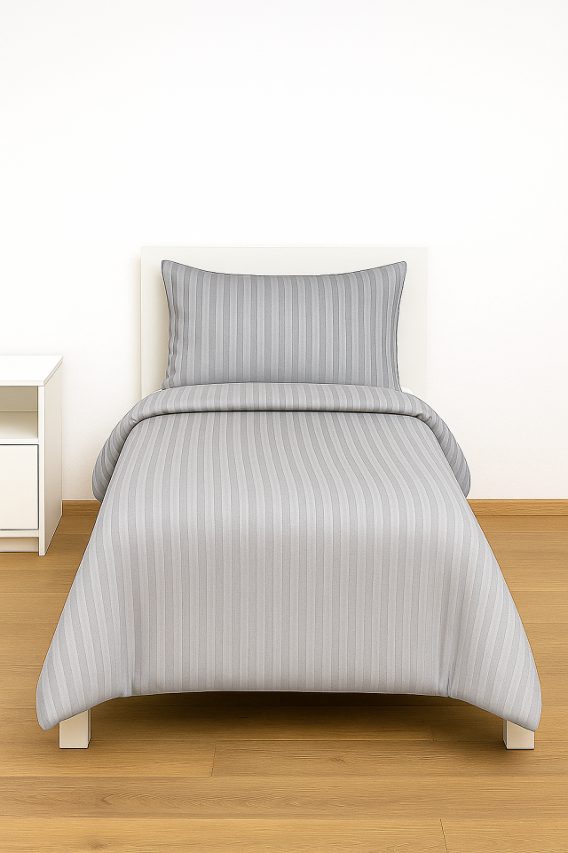 Mis Home %100 Pamuk Saten Tek Kişilik Nevresim Takımı Zarif Gri