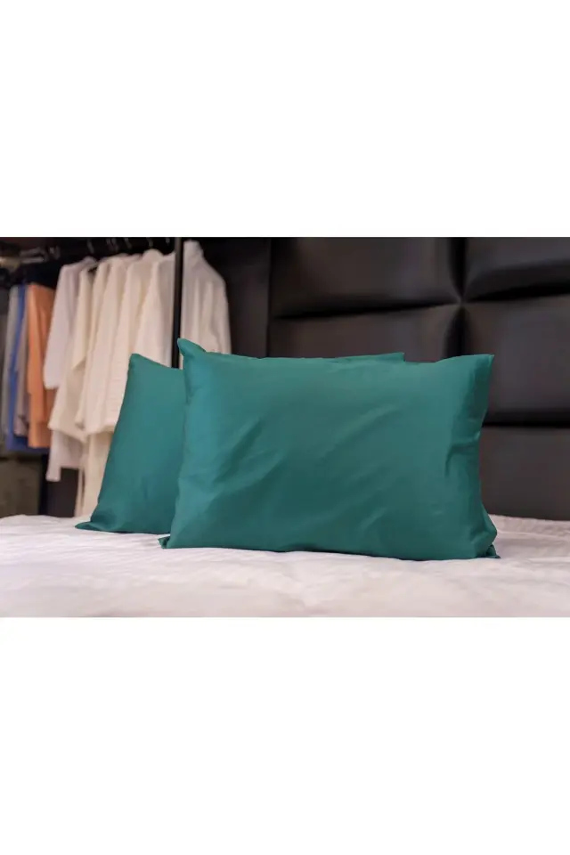 %100 Pamuk 50X70 Yastık Yüzü  Zümrüt Yeşili