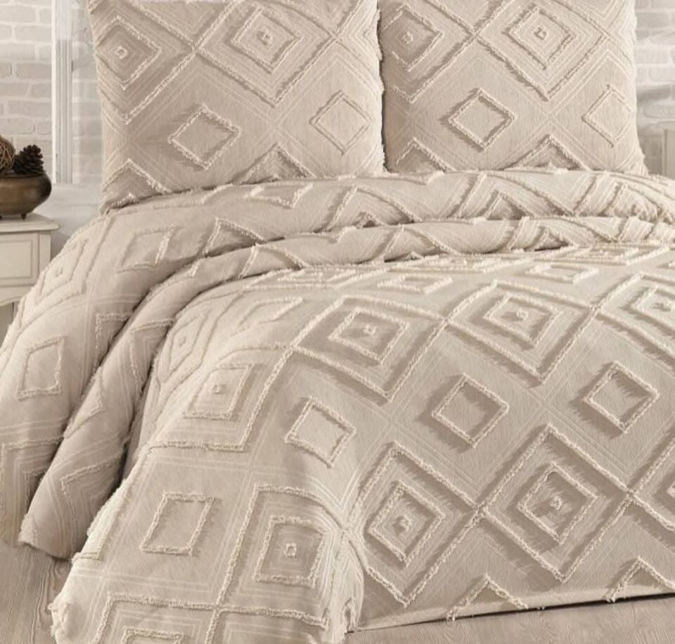 Sırma Pamuklu Çift Kişilik Pike Takımı Bej