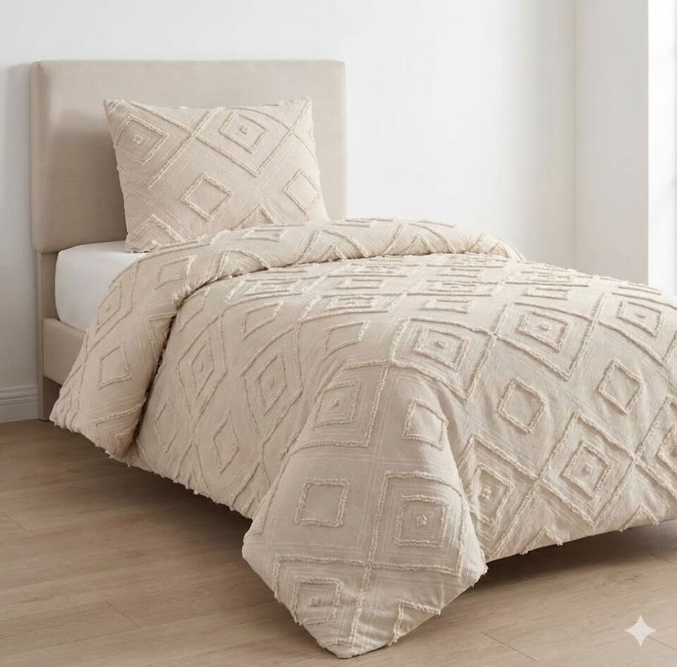 Sırma Pamuklu Tek Kişilik Pike Takımı Bej