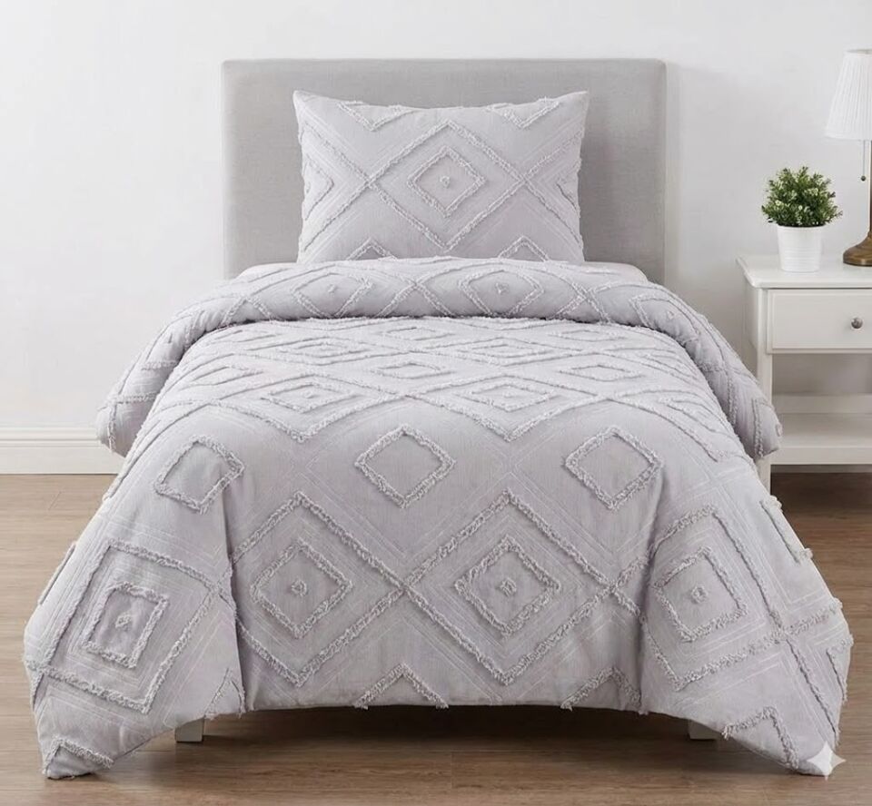 Sırma Pamuklu Tek Kişilik Pike Takımı Gri