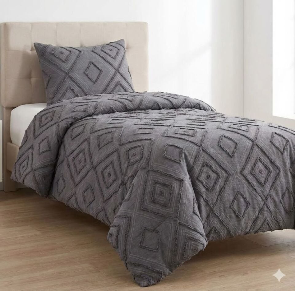 Sırma Pamuklu Tek Kişilik Pike Takımı Antrasit