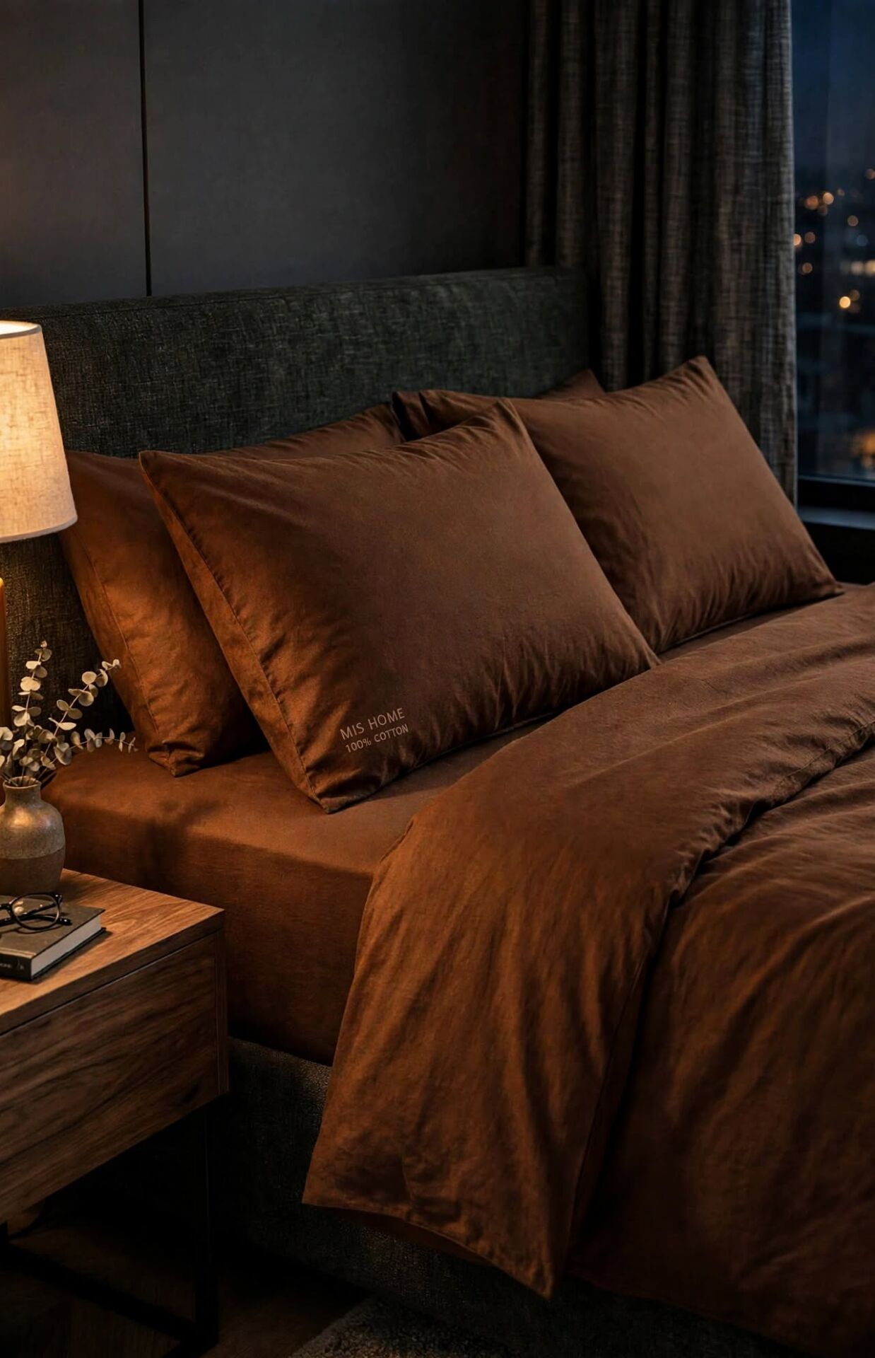 %100 Pamuk Çift Kişilik Düz Renk Nevresim Takımı Cappuccino